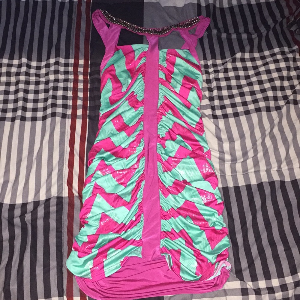 Aqua/hot pink classy Dress